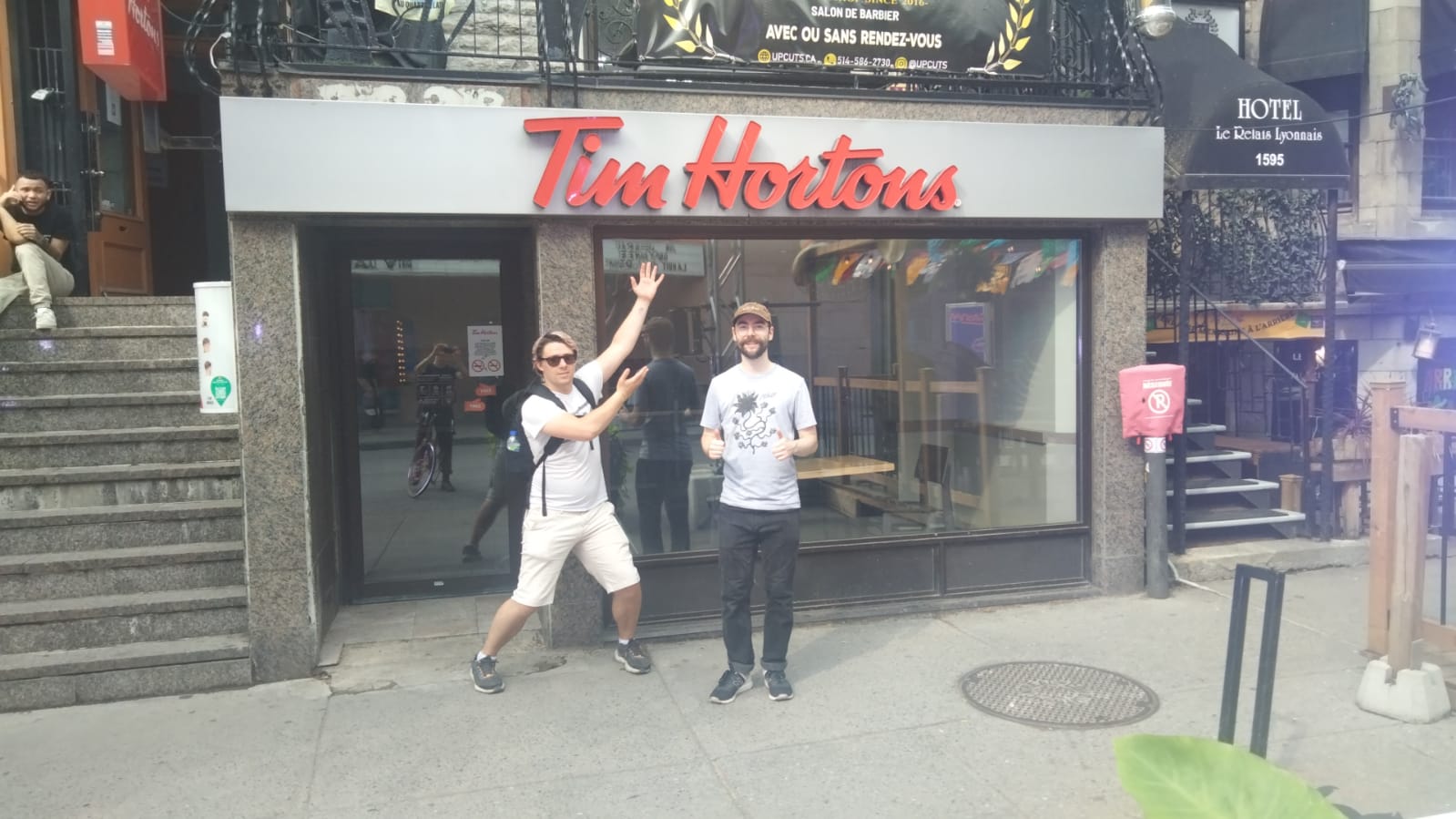 My friend steve cheating at a tim hortons